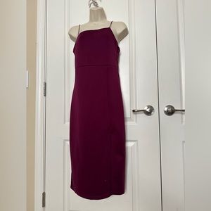 LYANER Spaghetti Strapped Midi Slit Hem Dress